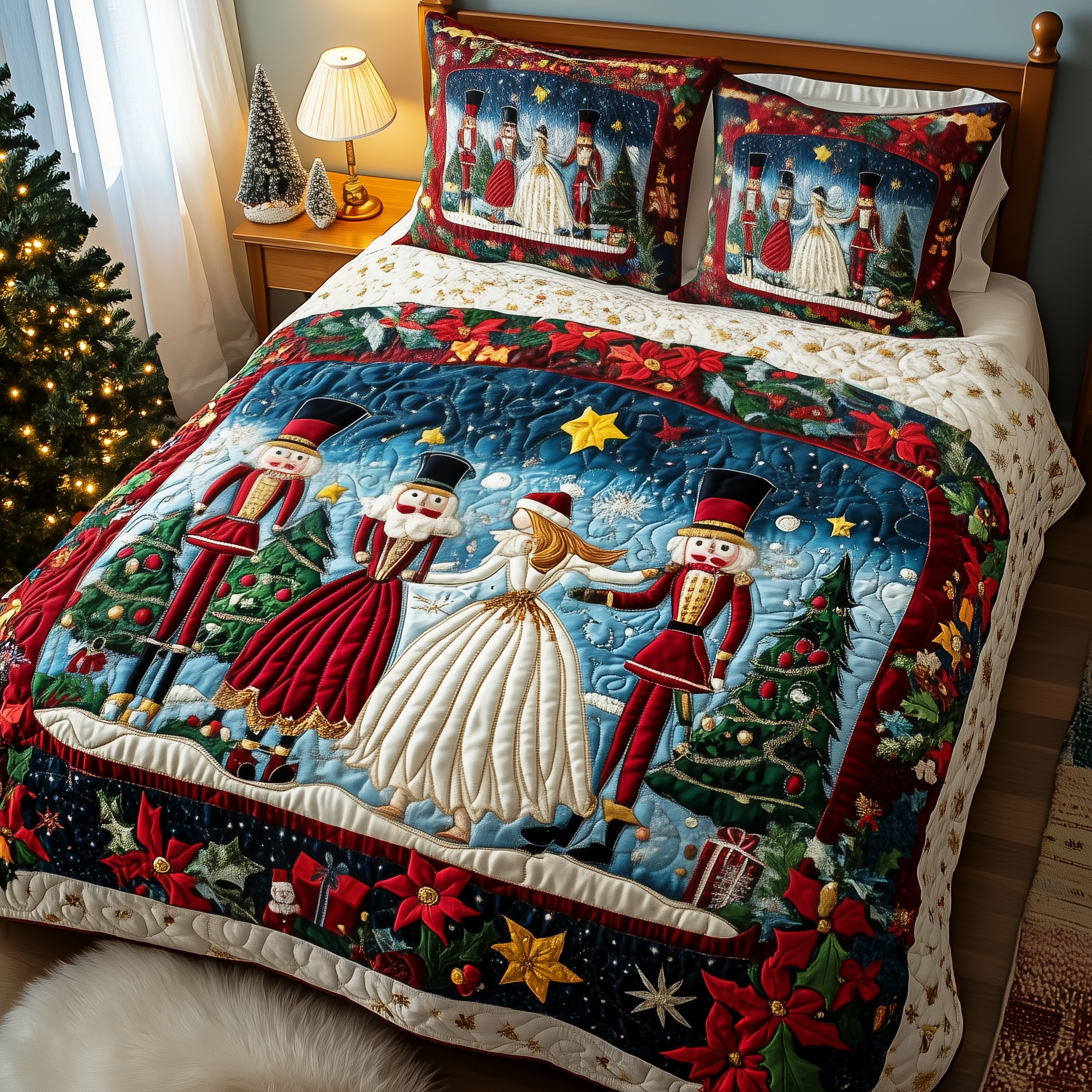 Christmas Nutcracker Quilted Bedding Set Room Decoration Items Mother's Day Gift Ideas - Tradiviet
