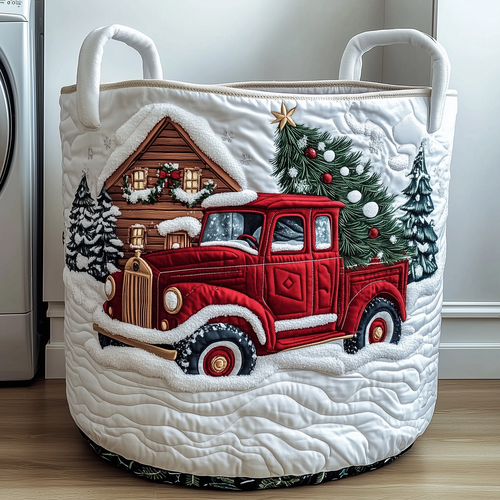 Christmas Serenity Quilted Laundry Basket Nice Storage Baskets Gift For Wife - Tradiviet