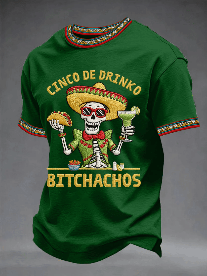 Cinco De Drinko Bitchachos T-Shirt Skeleton Holiday Fiesta Clothes Mexico Theme Gifts - Image 2