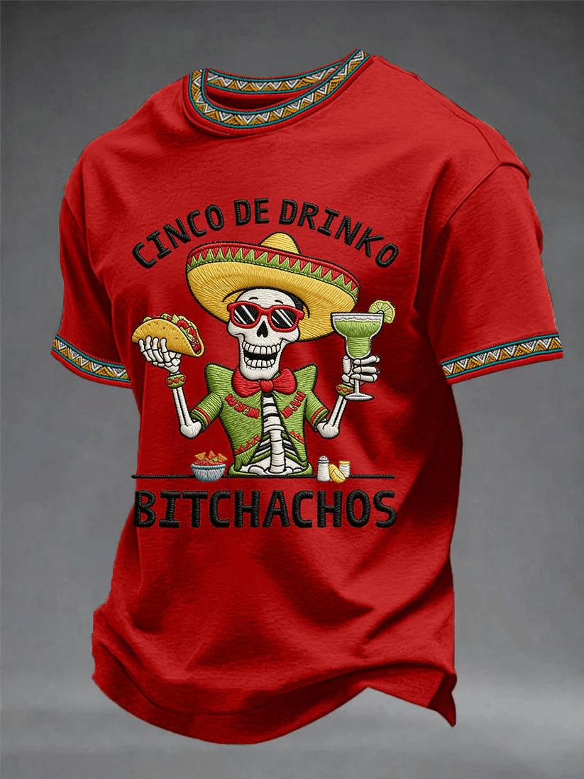 Cinco De Drinko Bitchachos T-Shirt Skeleton Holiday Fiesta Clothes Mexico Theme Gifts - Image 4