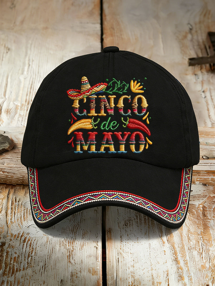 Cinco De Mayo Baseball Cap Colorful Tribal Trim Sombrero Chili Hat Party Gift - Tradiviet