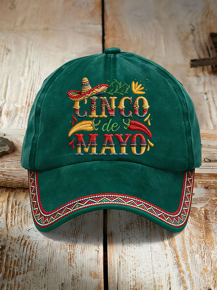 Cinco De Mayo Baseball Cap Colorful Tribal Trim Sombrero Chili Hat Party Gift - Tradiviet - Image 3