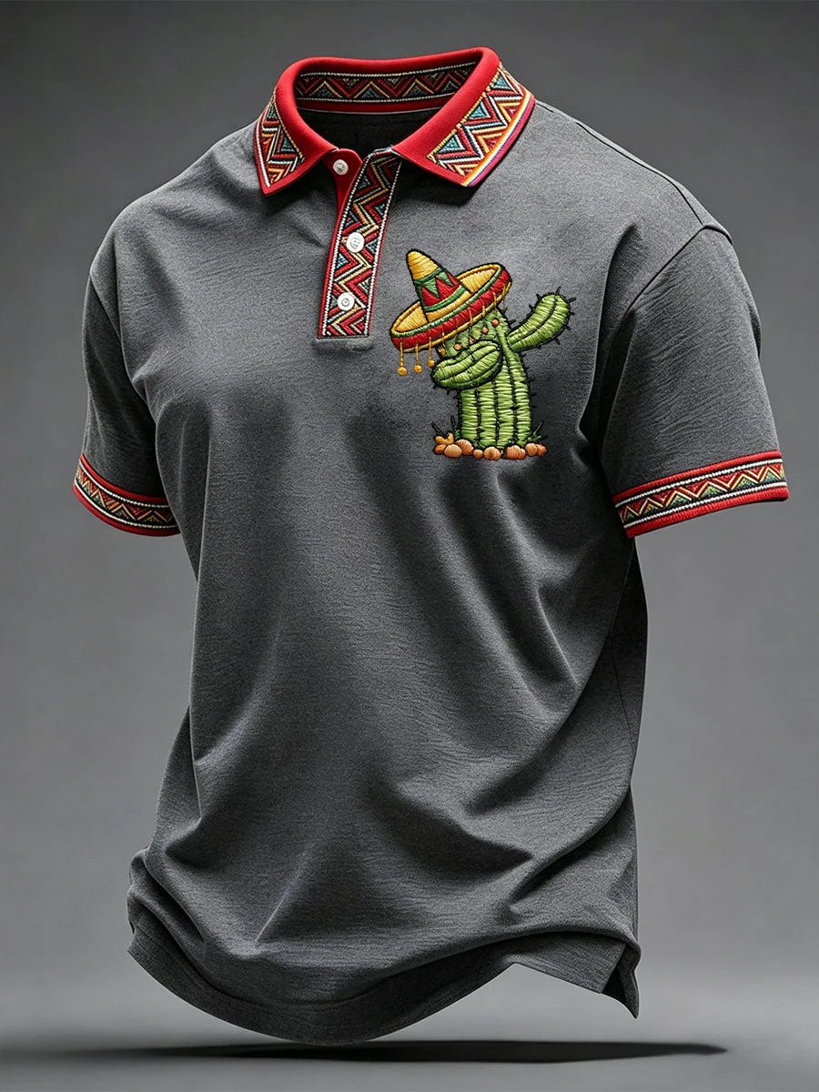 Cinco De Mayo Cactus Polo Shirt Mexican Fiesta Party Clothes Mexico Theme Gift - Image 4