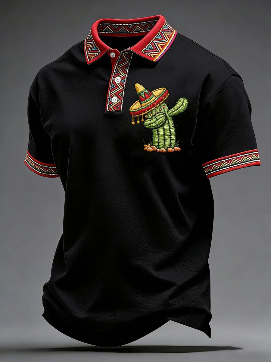 Cinco De Mayo Cactus Polo Shirt Mexican Fiesta Party Clothes Mexico Theme Gift - Image 2