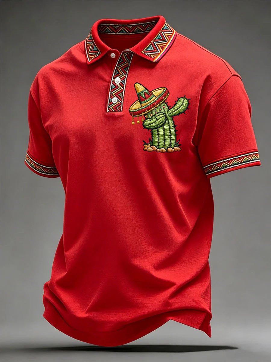 Cinco De Mayo Cactus Polo Shirt Mexican Fiesta Party Clothes Mexico Theme Gift - Image 5