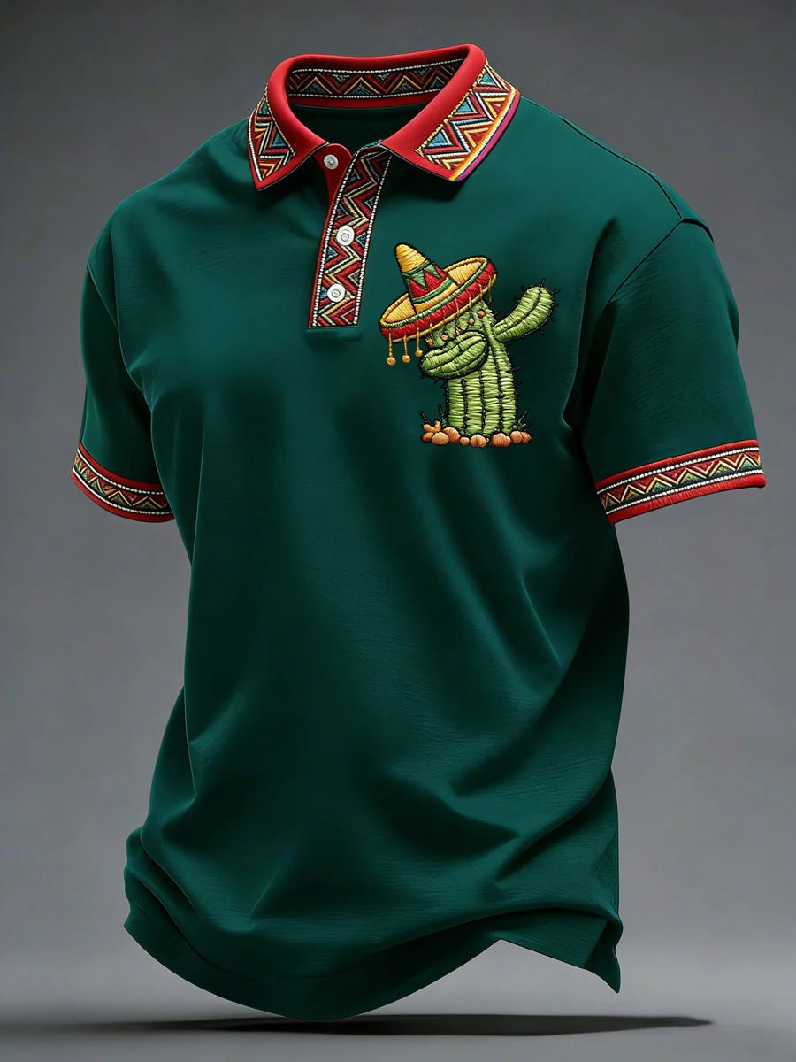 Cinco De Mayo Cactus Polo Shirt Mexican Fiesta Party Clothes Mexico Theme Gift - Image 3