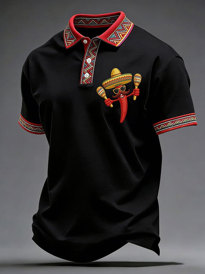 Cinco De Mayo Chili Pepper Polo Shirt Mexican Fiesta Clothes Gift For Mexico Fans - Image 2