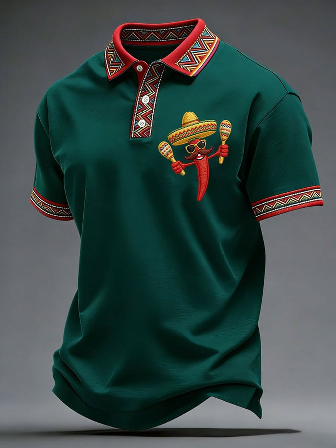 Cinco De Mayo Chili Pepper Polo Shirt Mexican Fiesta Clothes Gift For Mexico Fans - Image 3