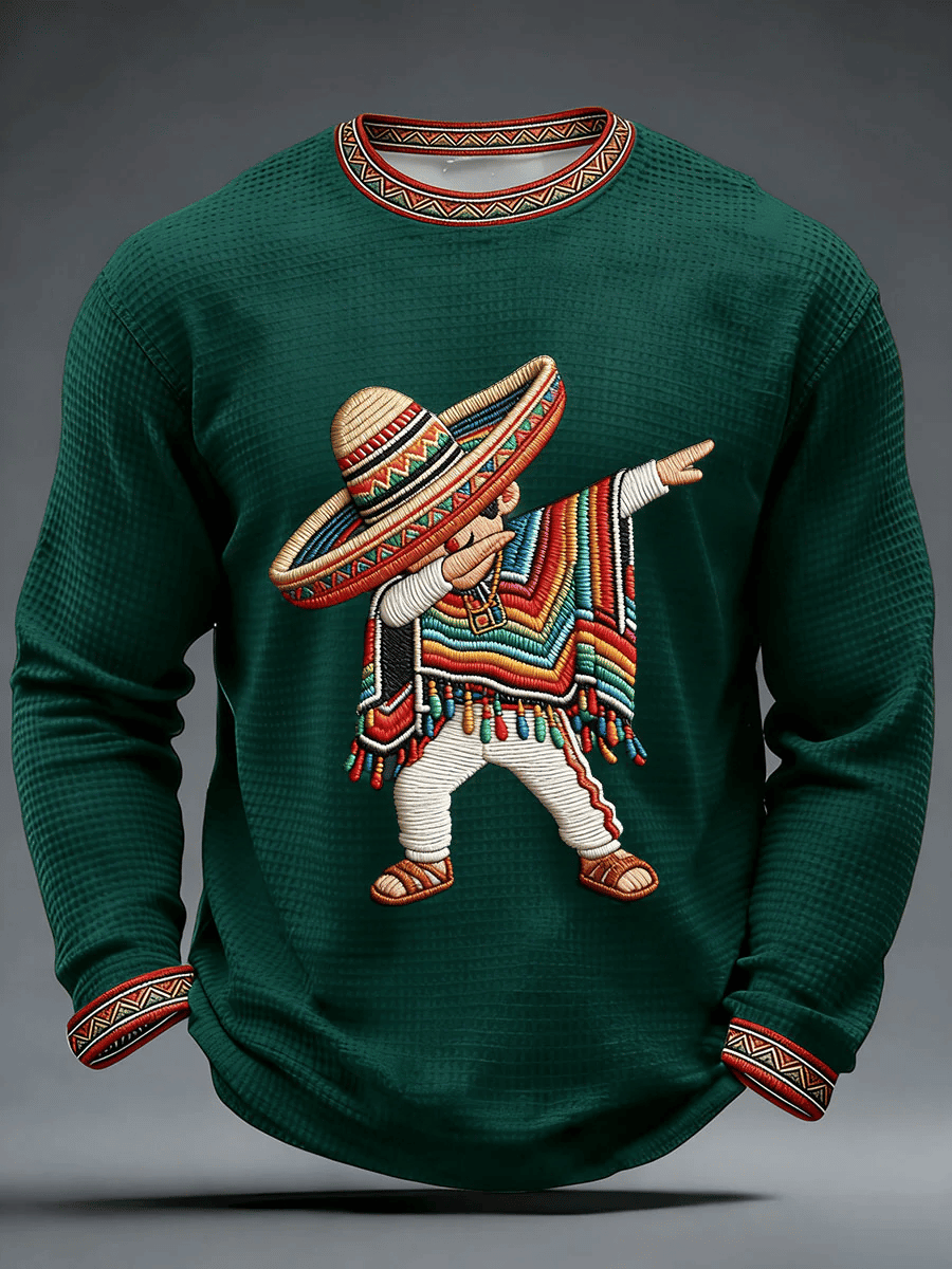 Cinco De Mayo Dancing Sombrero Long Sleeve Shirt Mexican Fiesta Apparel Gift For Men - Image 2