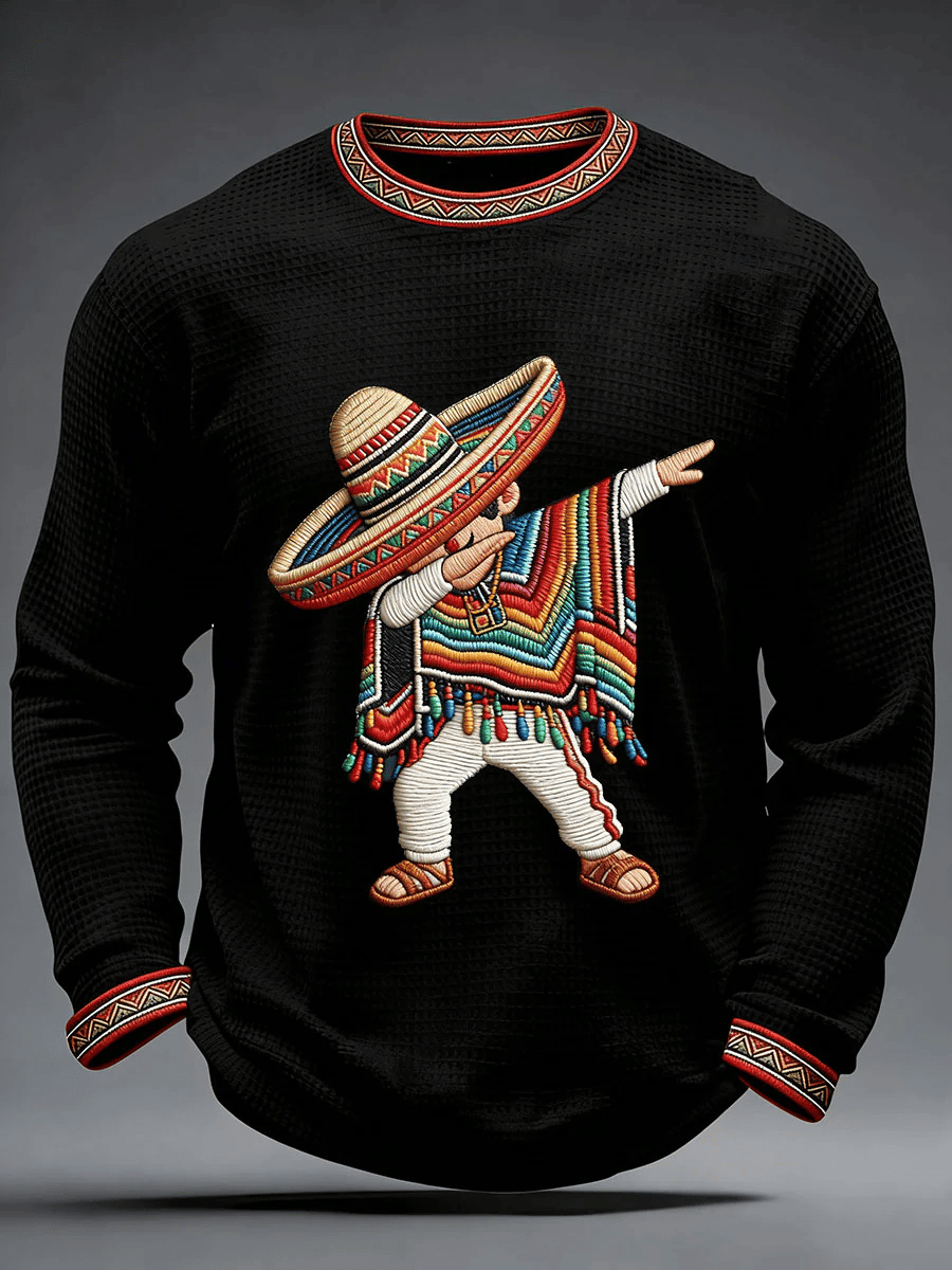 Cinco De Mayo Dancing Sombrero Long Sleeve Shirt Mexican Fiesta Apparel Gift For Men - Image 3