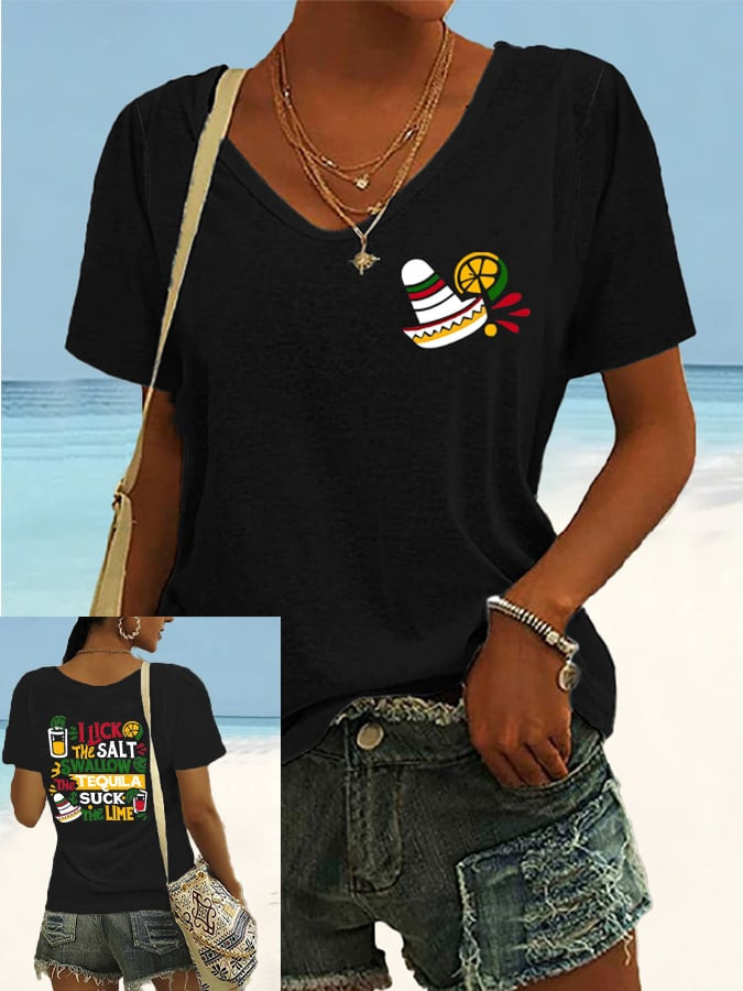 Cinco De Mayo Merch Cute Mexican Drink V-Neck T-Shirt Gift For Mexico Lover