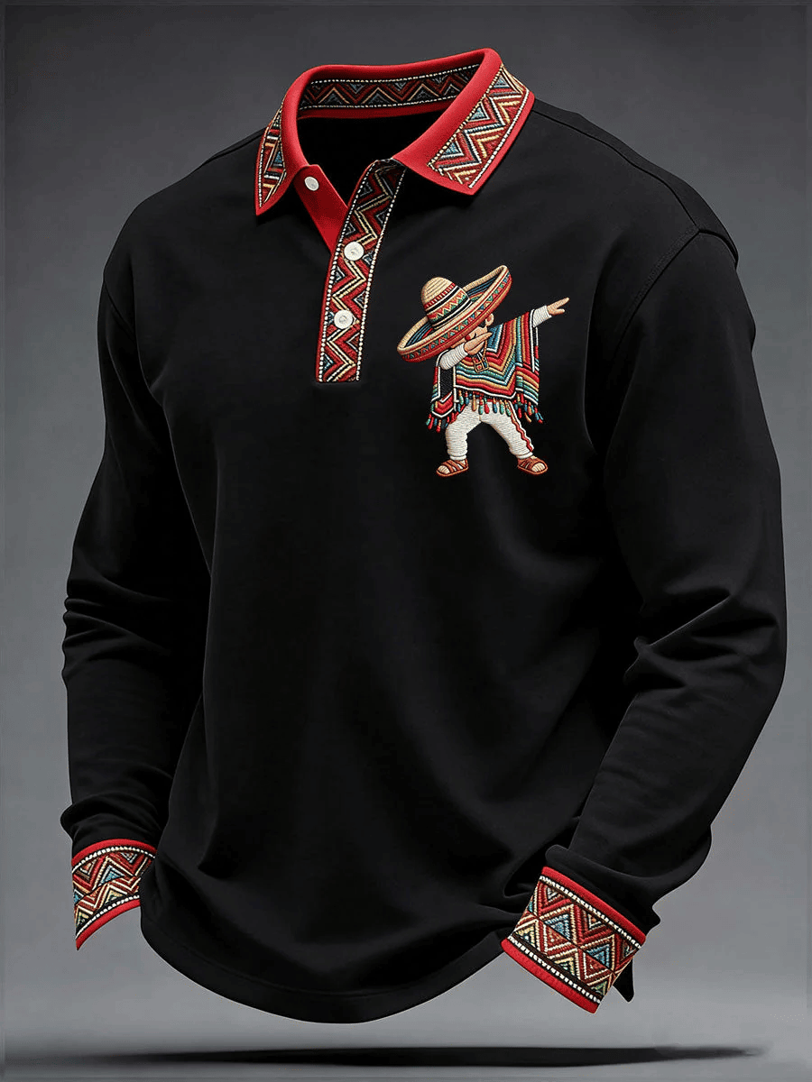 Cinco De Mayo Polo Long Sleeve Shirt Holiday Fiesta Apparel Gift For Mexico Fans - Image 5