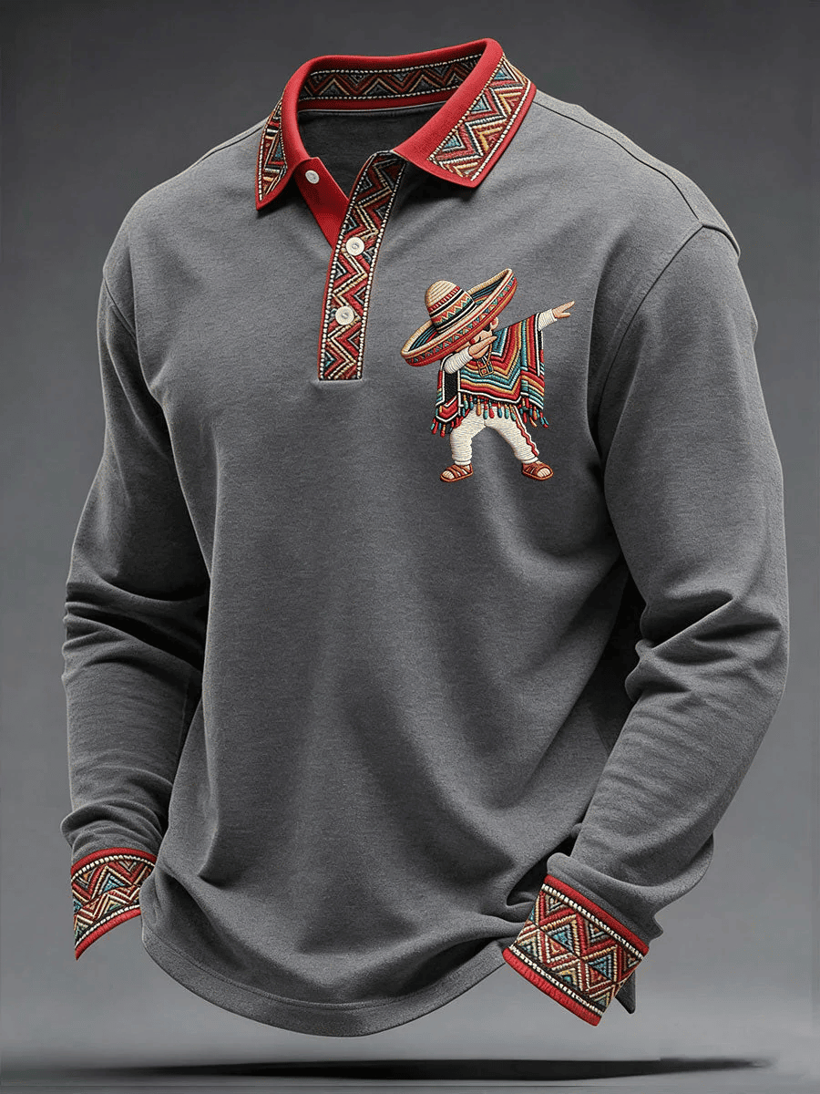 Cinco De Mayo Polo Long Sleeve Shirt Holiday Fiesta Apparel Gift For Mexico Fans - Image 3