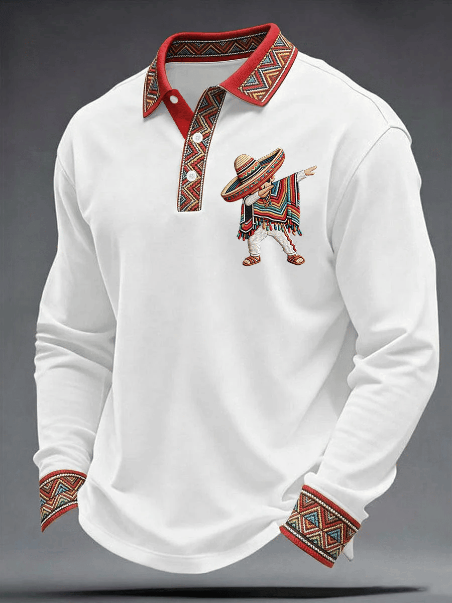 Cinco De Mayo Polo Long Sleeve Shirt Holiday Fiesta Apparel Gift For Mexico Fans - Image 2