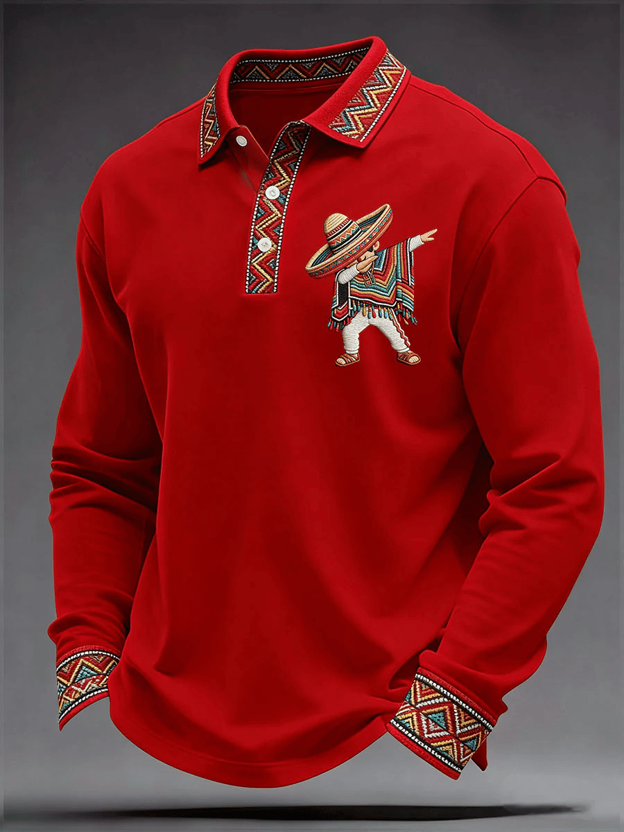 Cinco De Mayo Polo Long Sleeve Shirt Holiday Fiesta Apparel Gift For Mexico Fans - Image 4