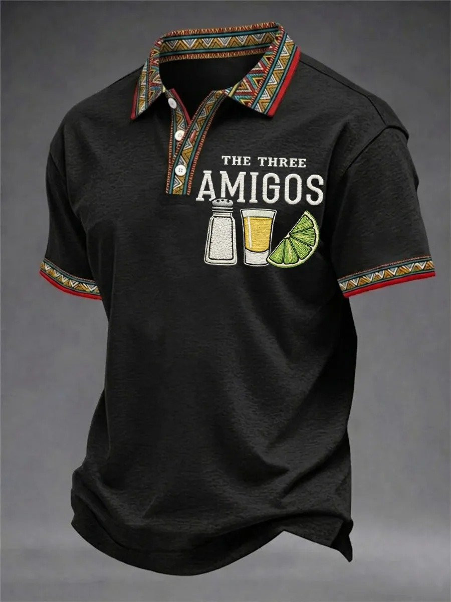 Cinco De Mayo Polo Shirt The Three Amigos Salt Tequila Lemon Apparel Mexico Theme Gift - Image 2