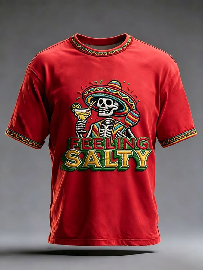 Cinco De Mayo Shirt Feeling Salty Clothes Skeleton Mexican Fiesta Apparel Gift For Him - Image 3