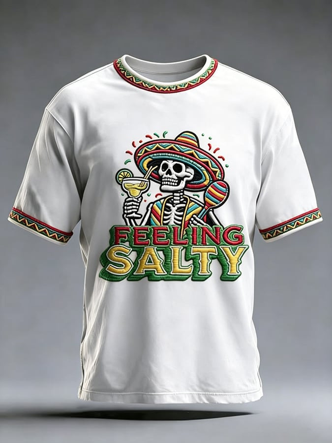 Cinco De Mayo Shirt Feeling Salty Clothes Skeleton Mexican Fiesta Apparel Gift For Him - Image 2