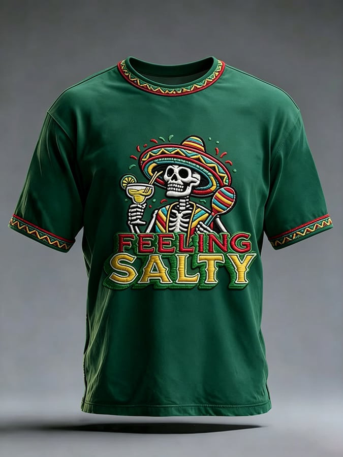 Cinco De Mayo Shirt Feeling Salty Clothes Skeleton Mexican Fiesta Apparel Gift For Him - Image 4