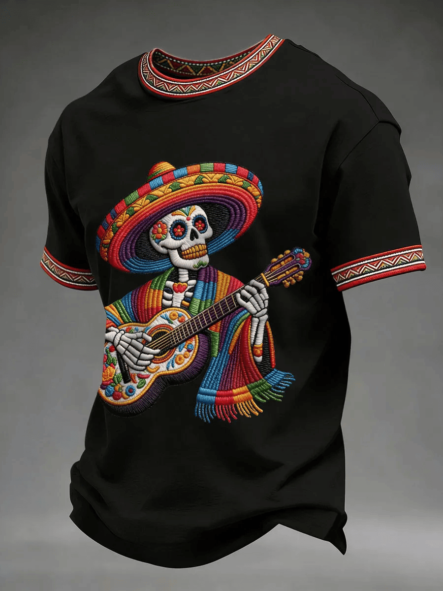 Cinco De Mayo Shirt Mexican Skull Guitar Apparel Mexican Fiesta Party Gifts - Image 3