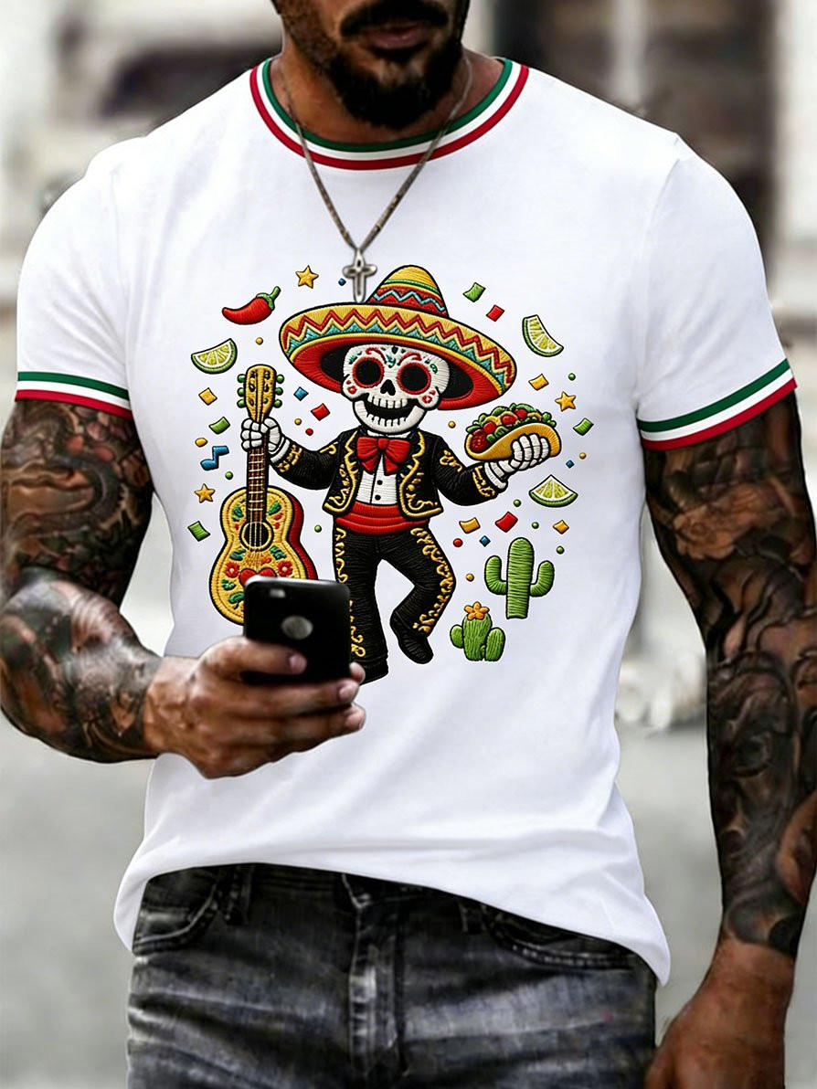 Cinco De Mayo Shirt Skeleton Guitar Maracas Clothing Gift For Mexico Fans - Image 2