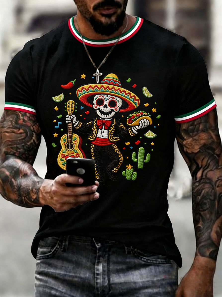 Cinco De Mayo Shirt Skeleton Guitar Maracas Clothing Gift For Mexico Fans