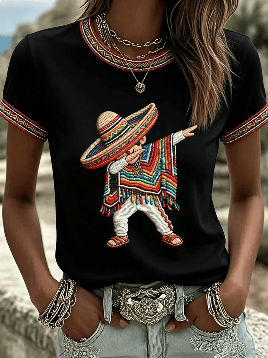 Cinco De Mayo T-Shirt Mexican Boy Dabbing Poncho Clothes Gift For Mexico Lover - Image 4