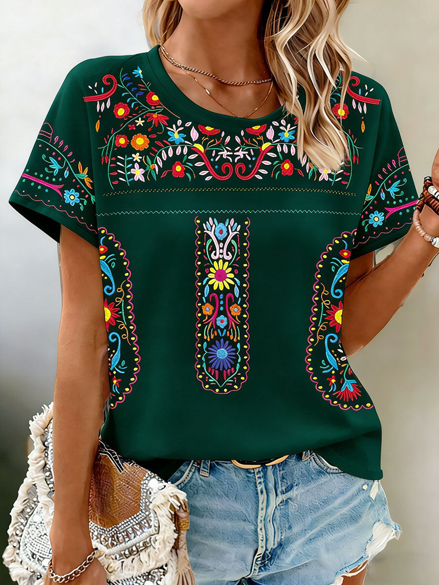 Cinco de Mayo T-Shirt Vibrant Boho Tribal Floral Mexican Clothing Gift For Mexico Fans - Tradiviet - Image 2