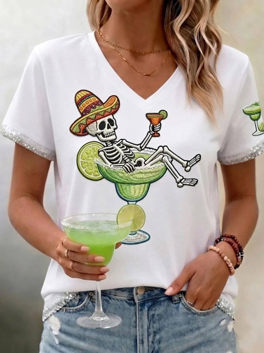 Cinco De Mayo V-Neck T-Shirt Festival Apparel Viva La Fiesta Clothes Gift For Her - Image 3