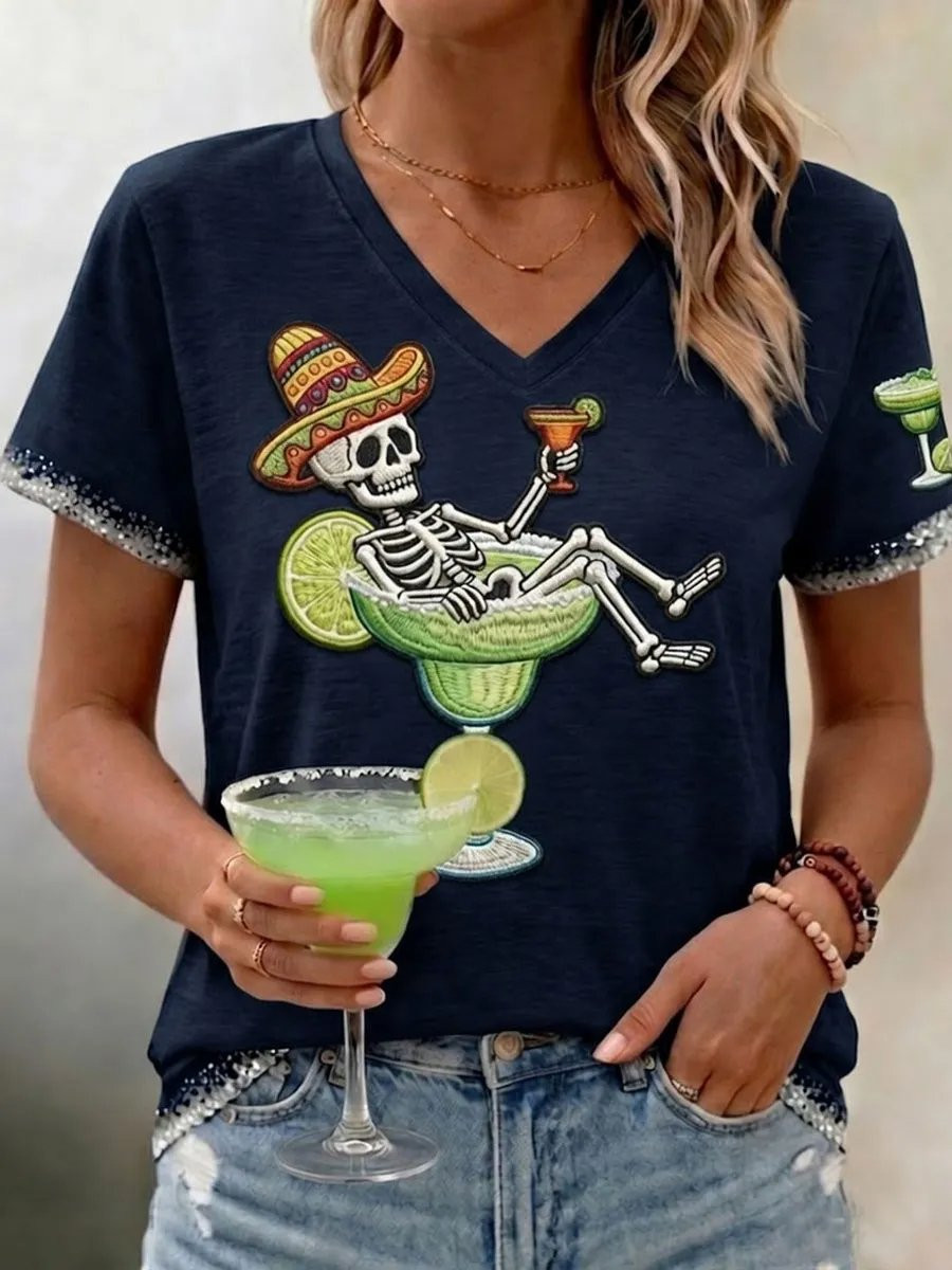 Cinco De Mayo V-Neck T-Shirt Festival Apparel Viva La Fiesta Clothes Gift For Her - Image 2