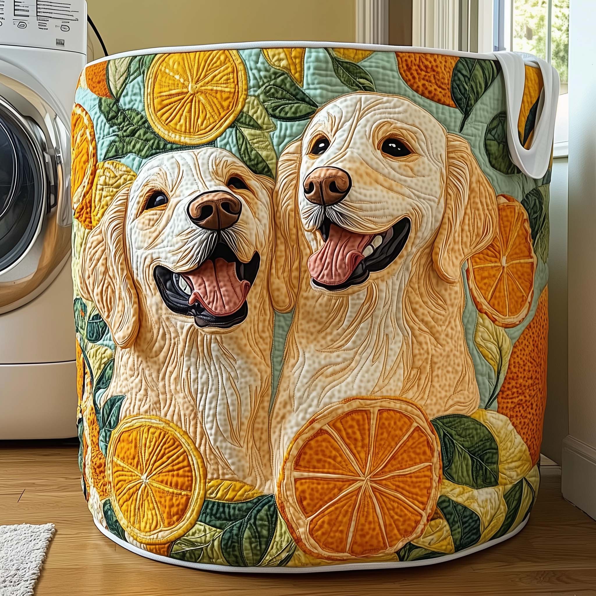 Citrus Golden Quilted Laundry Basket Cute Baskets Presents For Daughter - Tradiviet