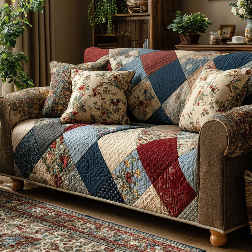 Classic Comfort Quilted Sofa Cover Perfect For Traditional Living Room