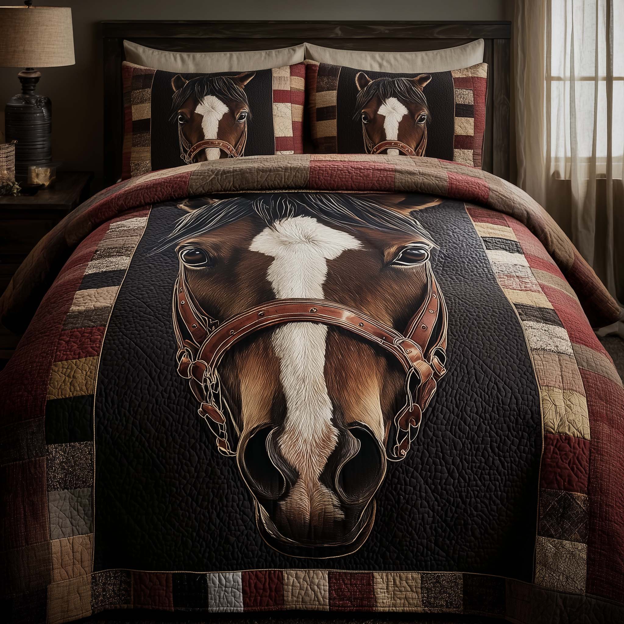 Classic Western Horse Quilted Bedding Set Bedroom Decorations Best Gifts For Horse Riders - Tradiviet