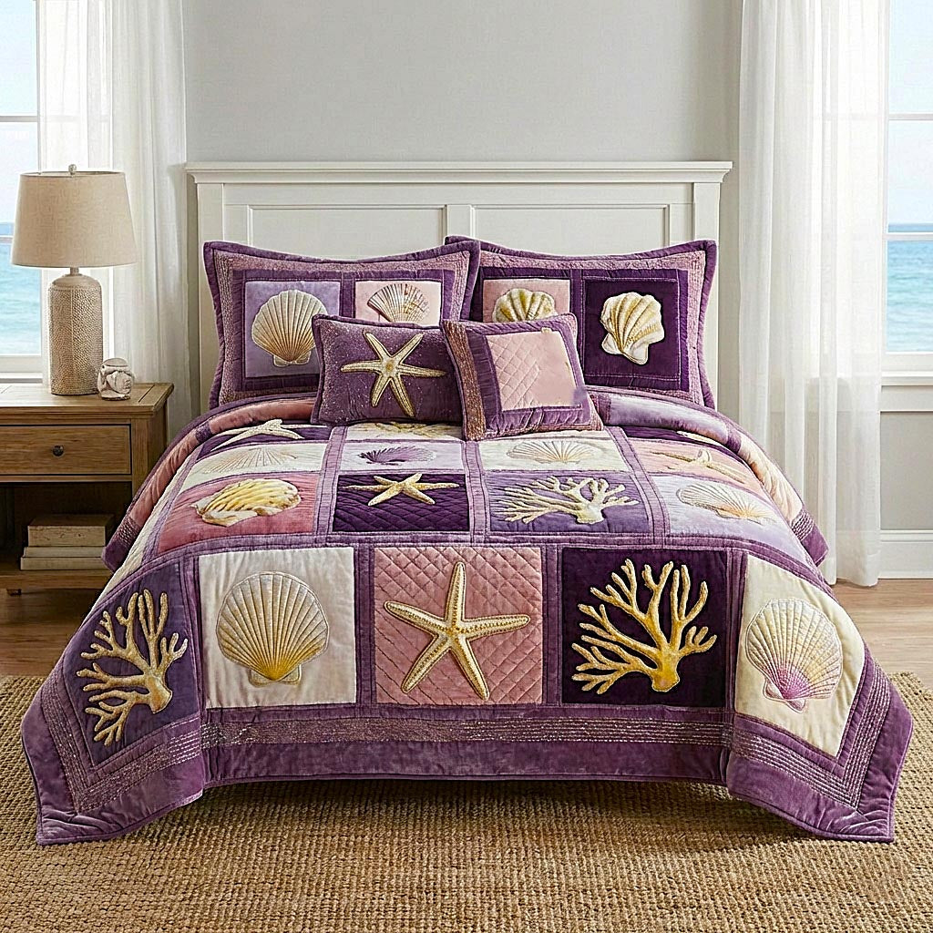 Coastal Whisper Quilted Bedding Set Holiday Home Decor Gift Ideas For Dad - Tradiviet