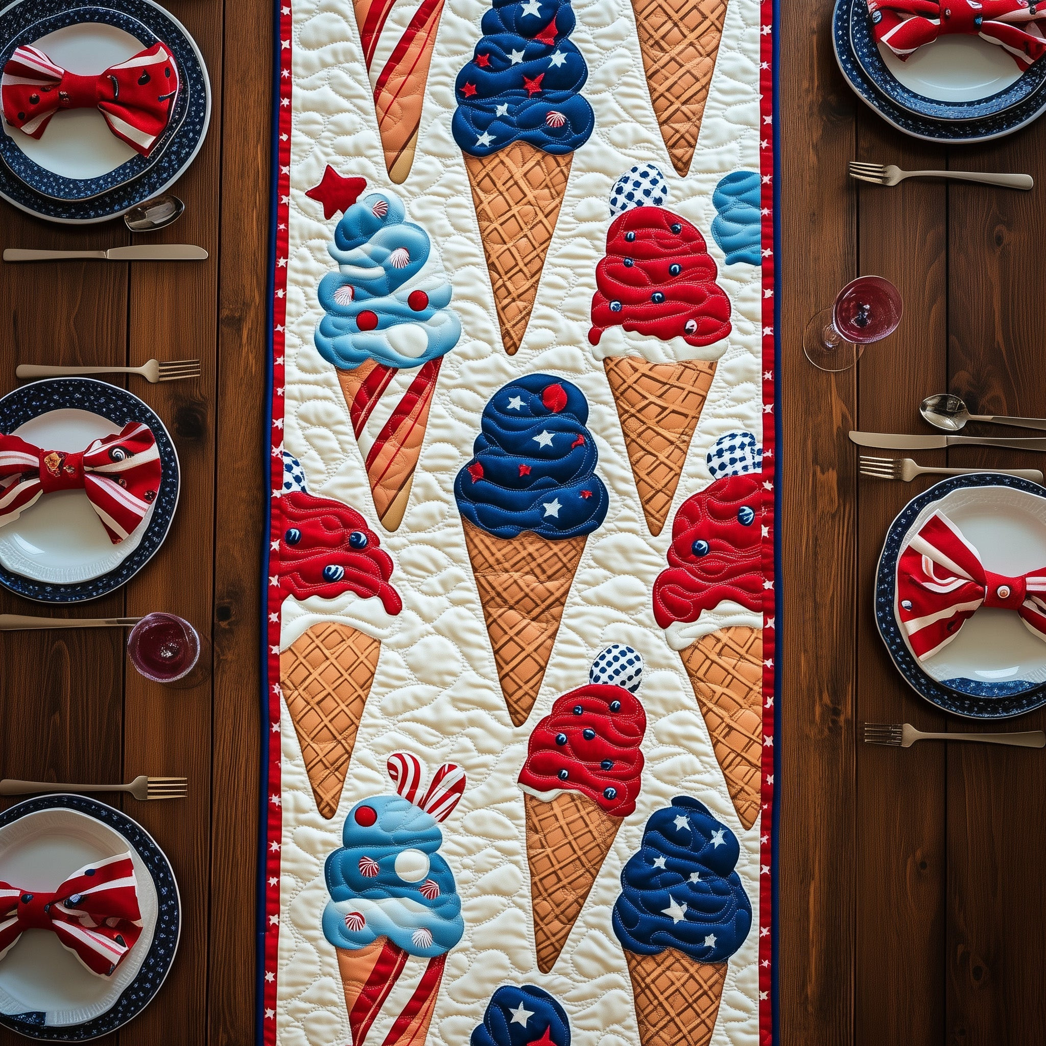 Cone Parade Quilted Table Runner Holiday Table Runner Best Independence Gift