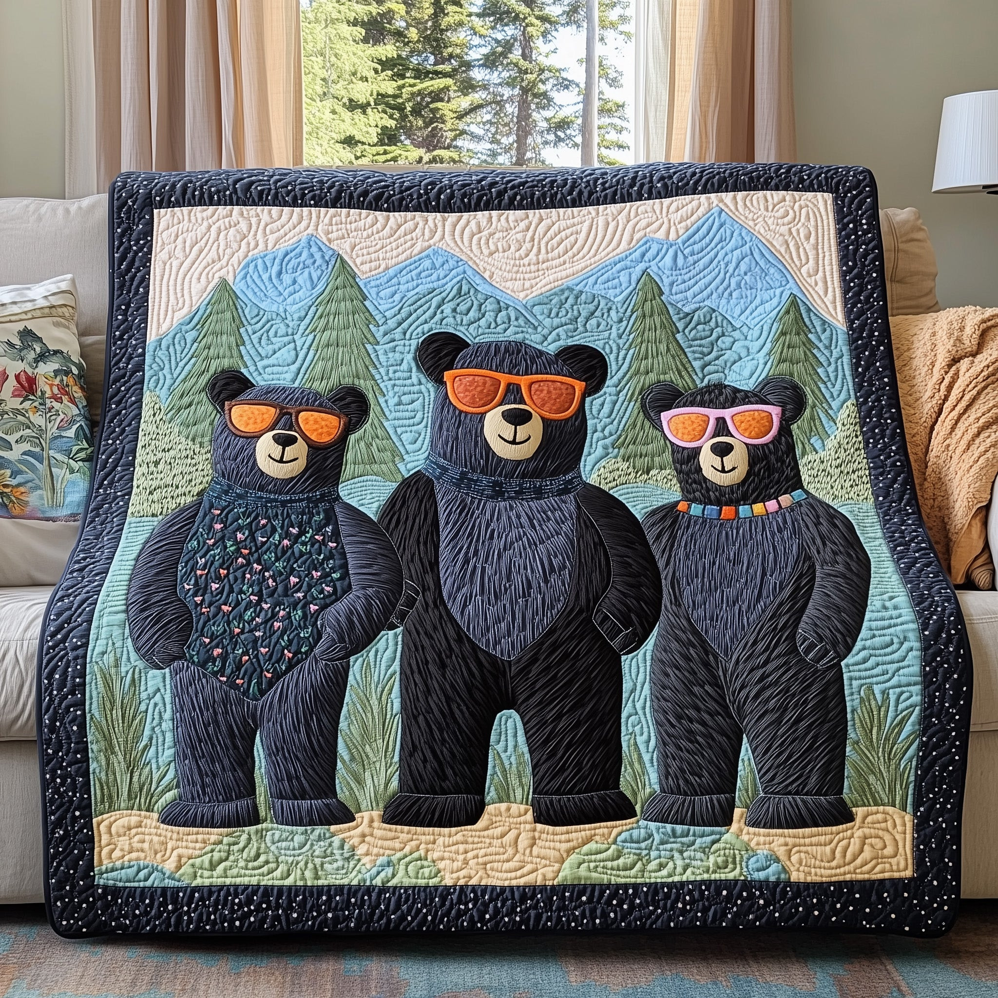Cool Bear Quilt Blanket Cool Bears In Mountains Throw Gift For Teacher - Tradiviet