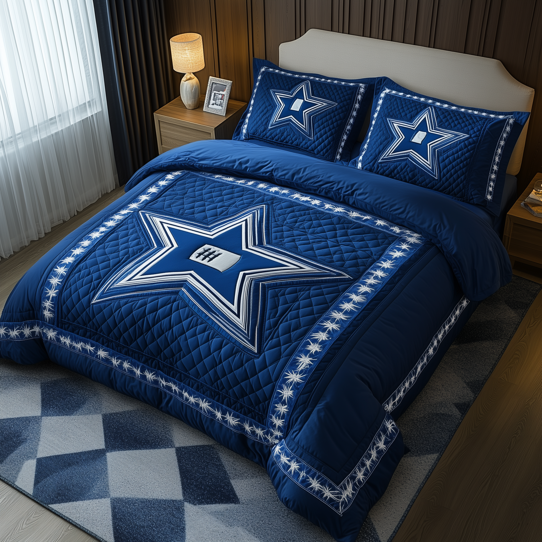 Cowboy Star Quilted Bedding Set Mens Bedroom Decor Unique Gift For Dad - Tradiviet