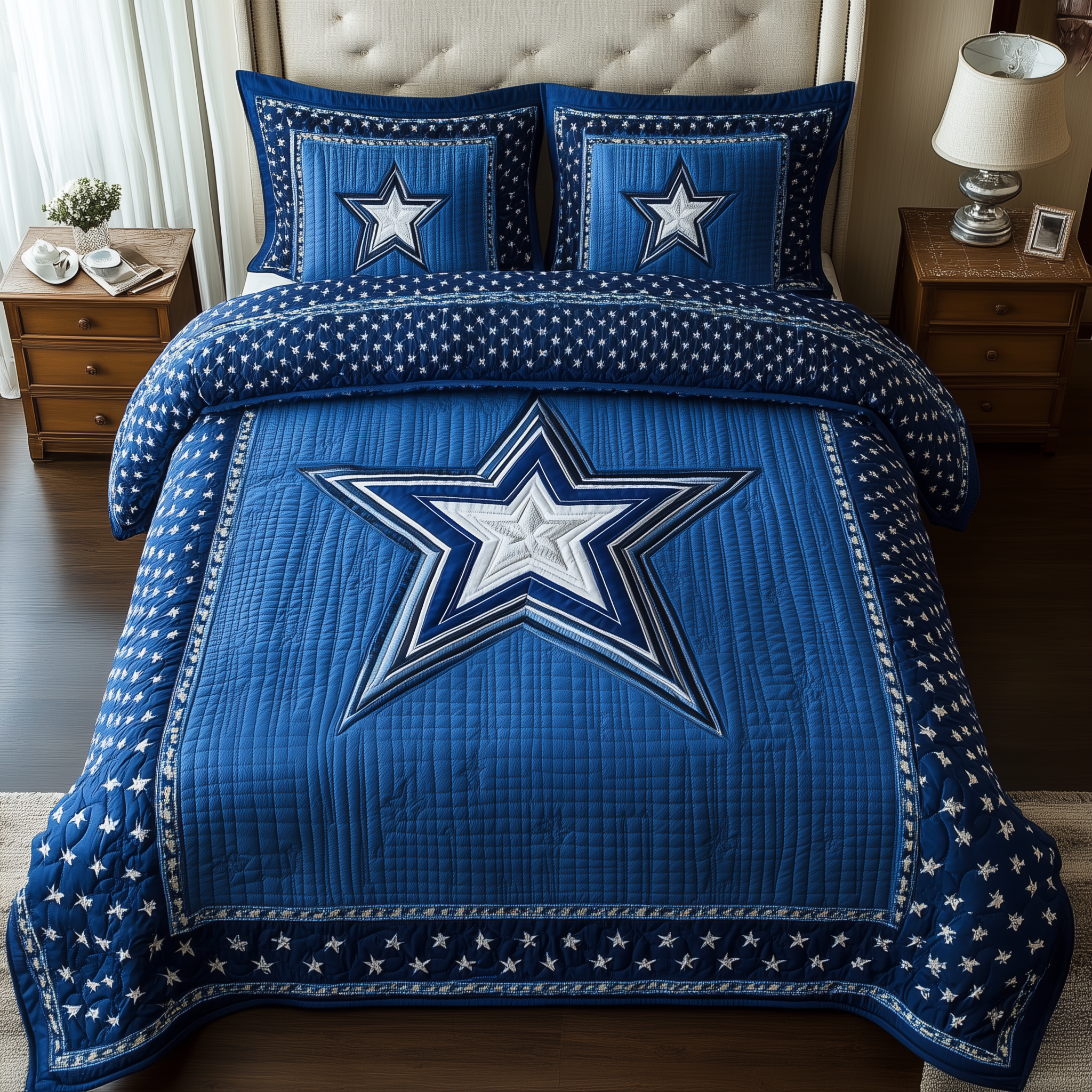 Cowboy Star Quilted Bedding Set Mens Bedroom Decor Unique Gift For Him - Tradiviet