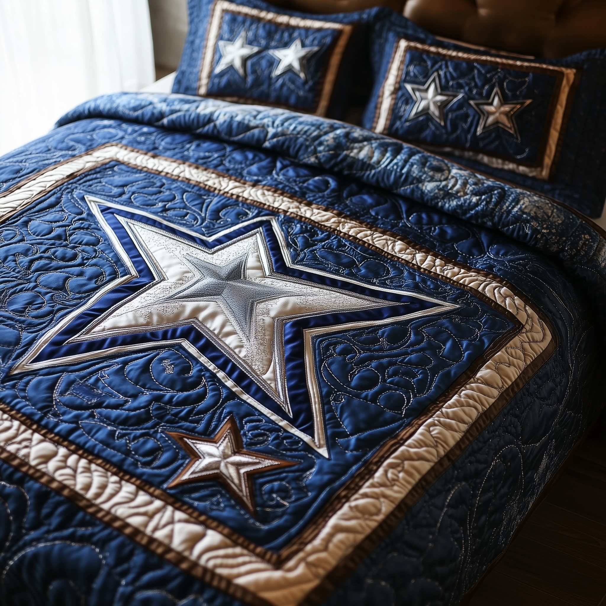 Cowboy Star Quilted Bedding Set Mens Bedroom Decor Unique Gift Ideas For Brothers - Tradiviet