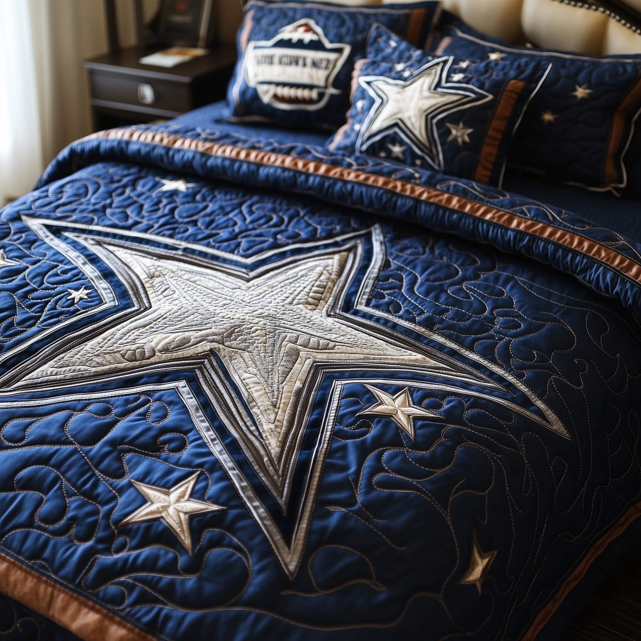 Cowboy Star Quilted Bedding Set Mens Bedroom Decor Unique Gift Ideas For Husband - Tradiviet