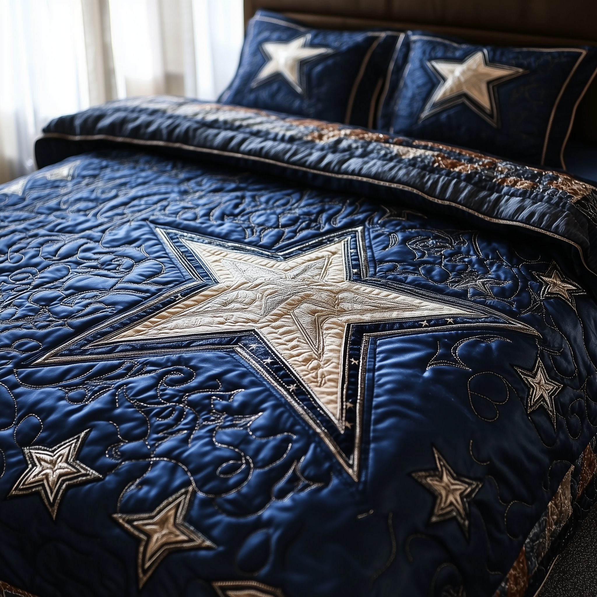 Cowboy Star Quilted Bedding Set Mens Bedroom Decor Unique Gift Ideas For Men - Tradiviet