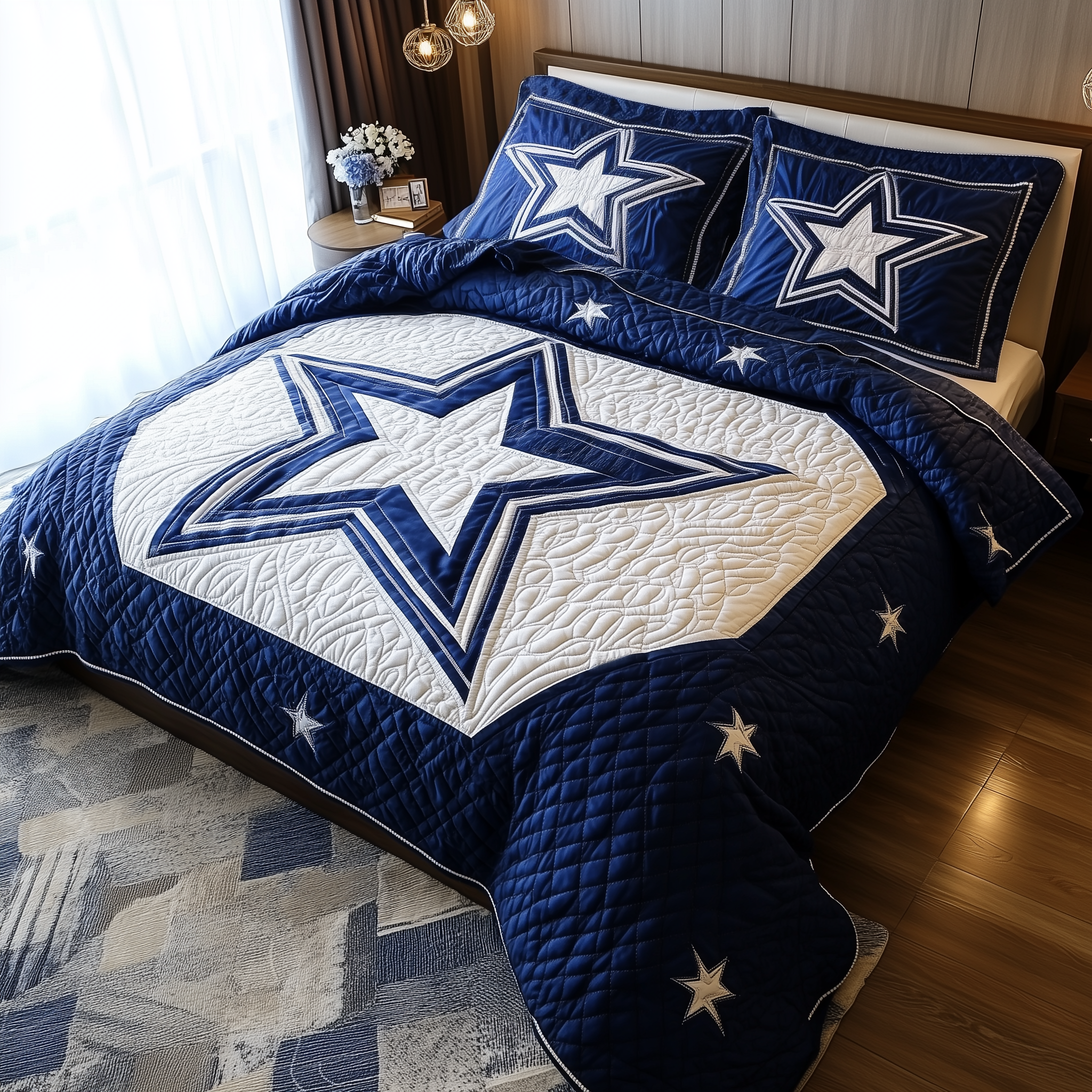 Cowboy Star Quilted Bedding Set Room Decoration Items Unique Gift For Brothers - Tradiviet