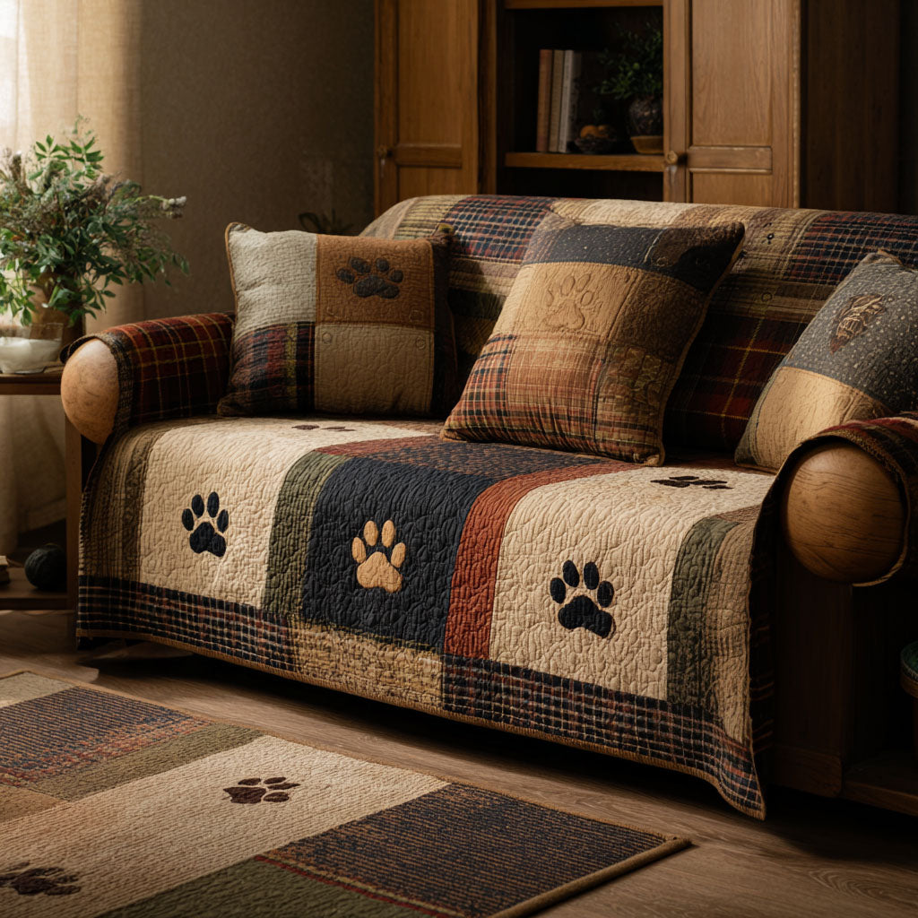 Cozy Bear Quilted Sofa Cover Rustic Bear Lodge Decor