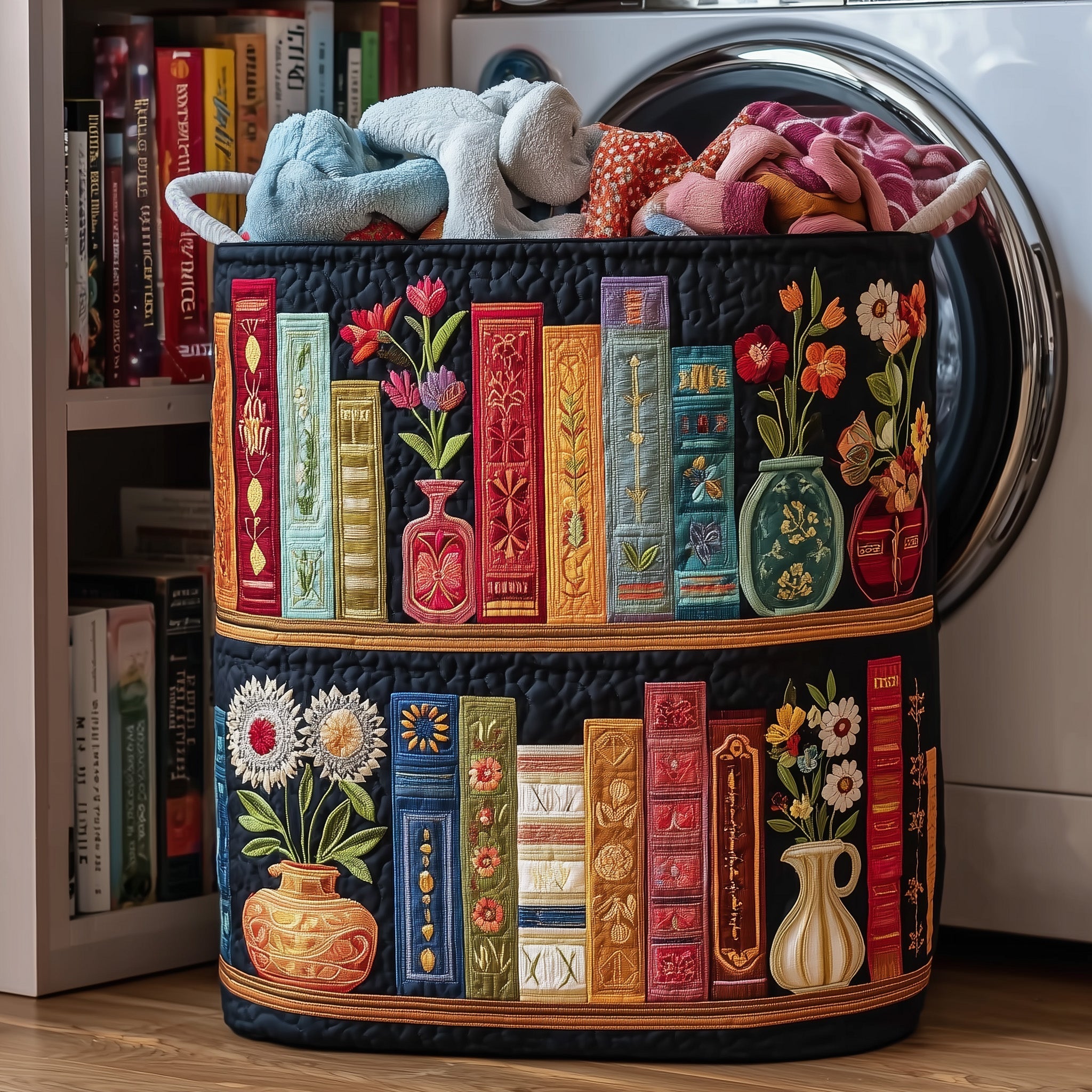 Cozy Book Quilted Laundry Basket Cute Room Decor Gift For Wife - Tradiviet