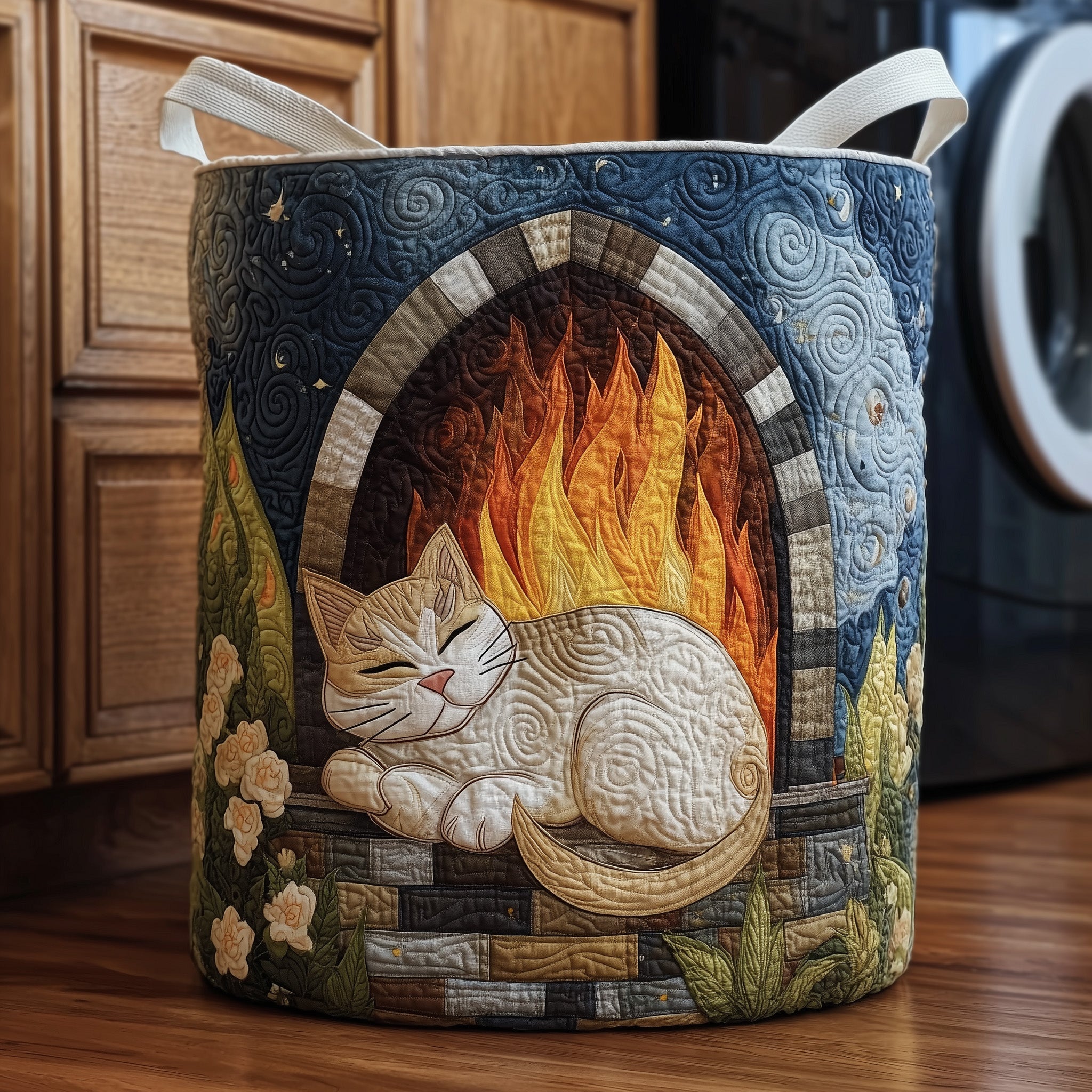 Cozy Cat Quilted Laundry Basket Adorable Laundry Basket Gift For Grandma - Tradiviet