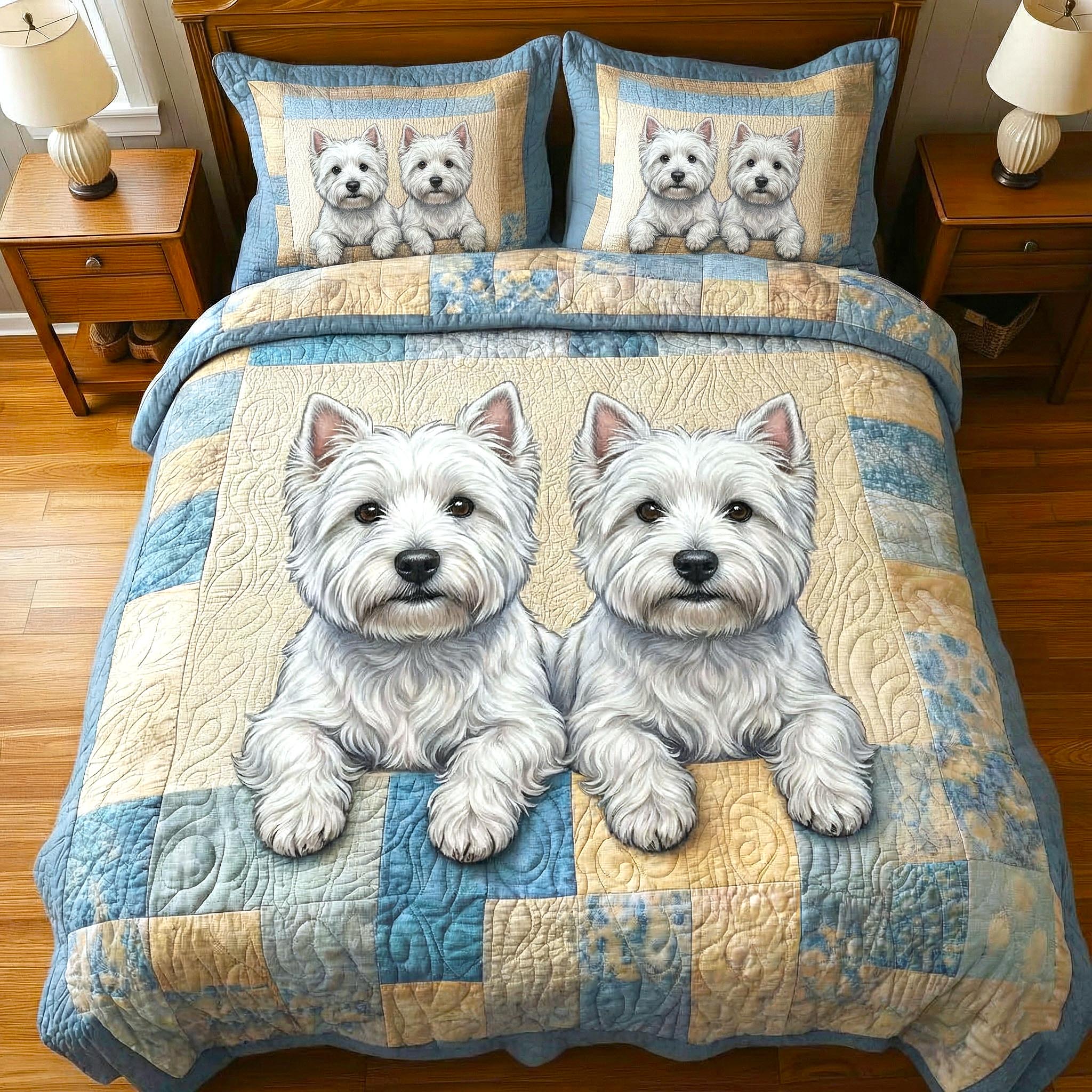 Cozy Paws Quilted Bedding Set Holiday Bedroom Decor Perfect Cozy Paws Gifts - Tradiviet