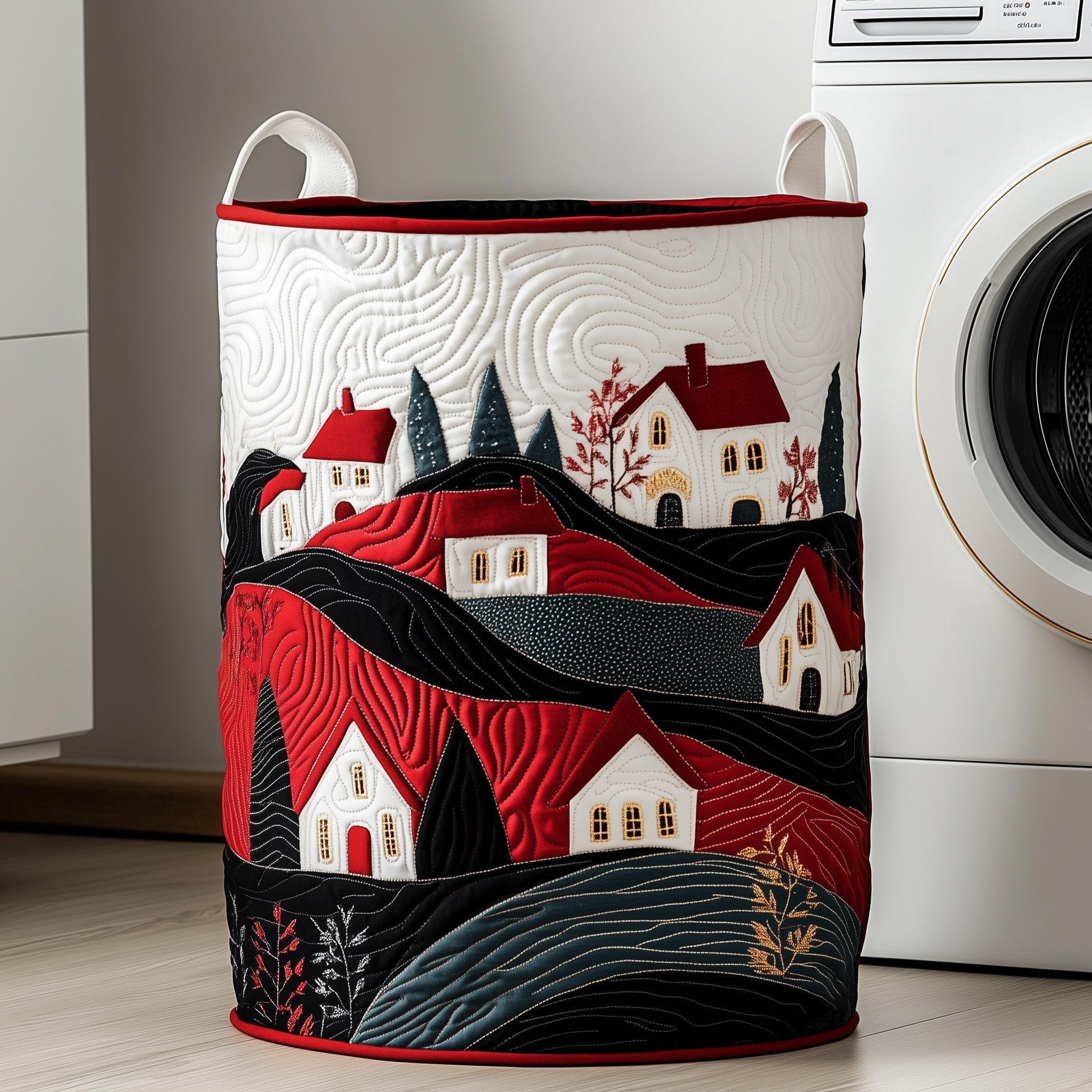 Cozy Village Quilted Laundry Basket Washroom Decor Basket Gifts For Sister In Law - Tradiviet