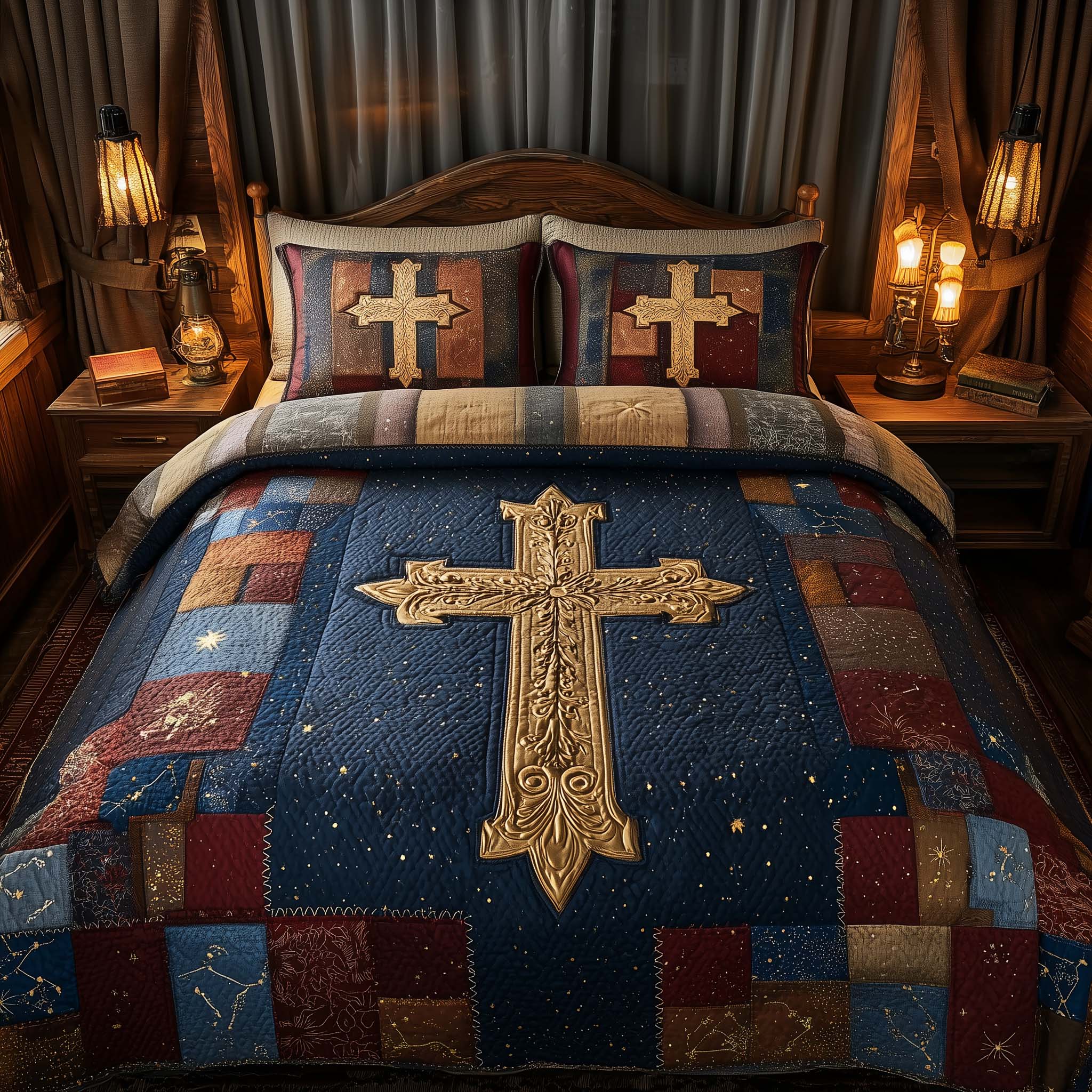 Cross Quilted Bedding Set Cross Gift For Bedroom Cross Gift For Bedroom - Tradiviet