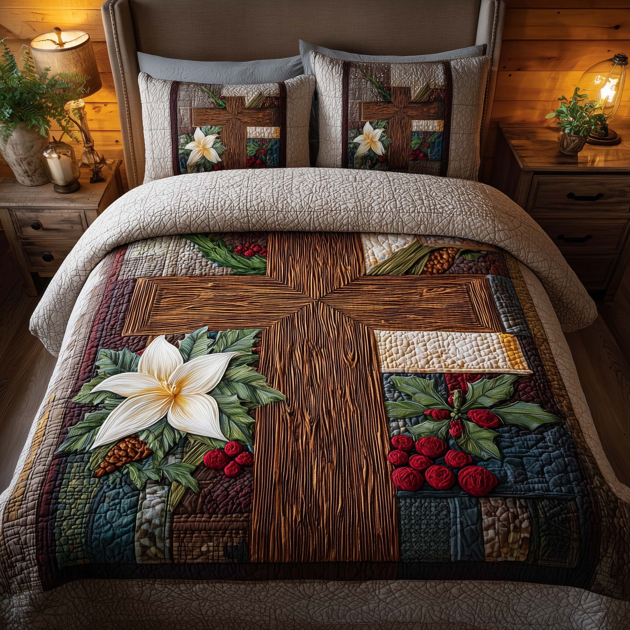 Cross Quilted Bedding Set Cross Gift For Family Cross Gift For Family - Tradiviet