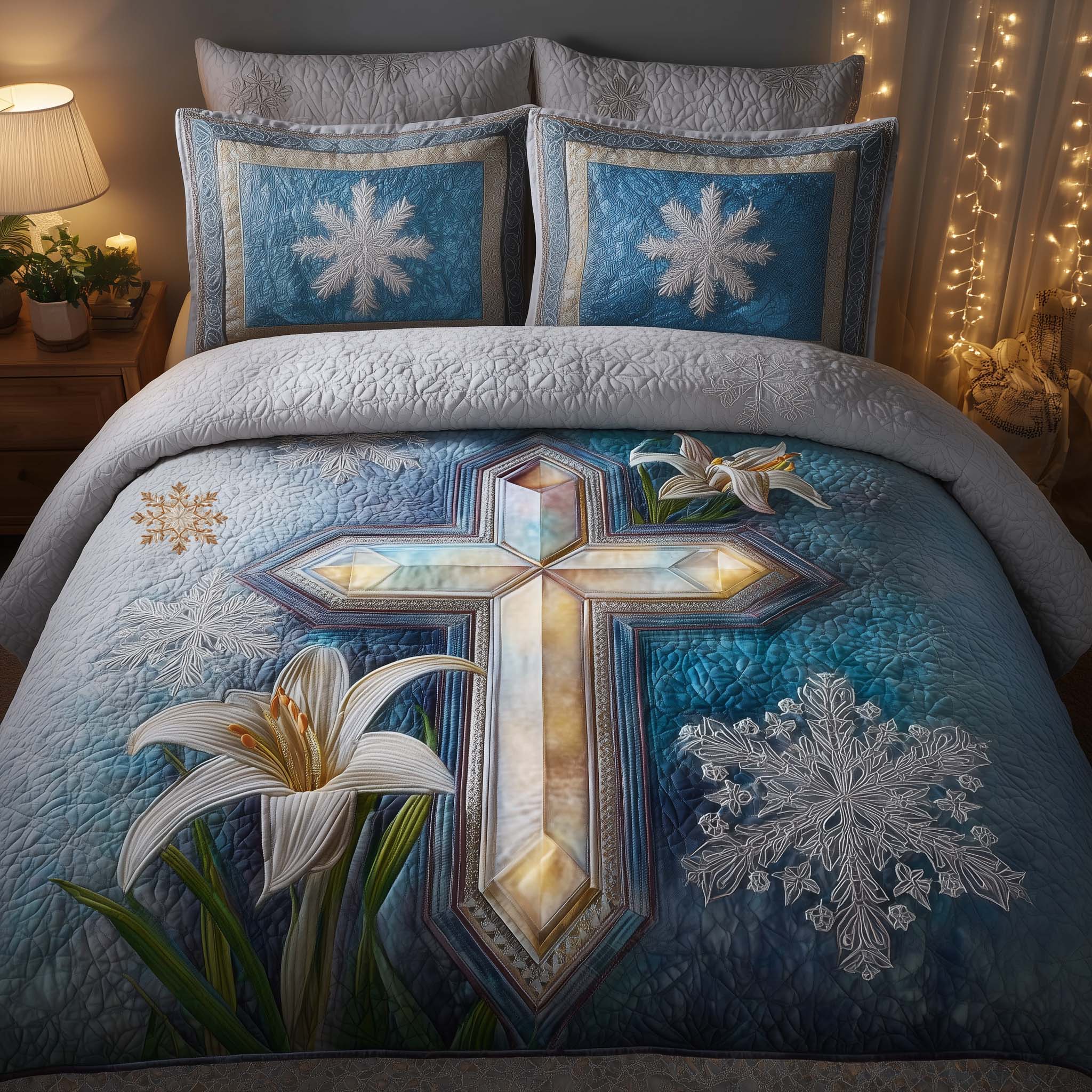 Cross Quilted Bedding Set Cross Gift For Her Cross Gift For Her - Tradiviet